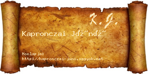Kapronczai Júnó névjegykártya
